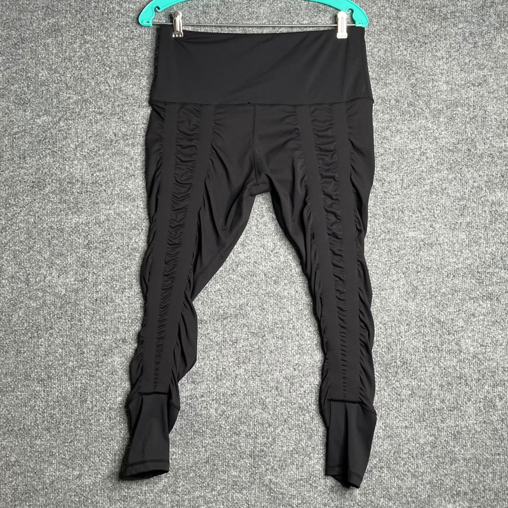 Sweetflexx‎ Resistance Leggings Womens 12 Black High Waisted Ruched Activewear